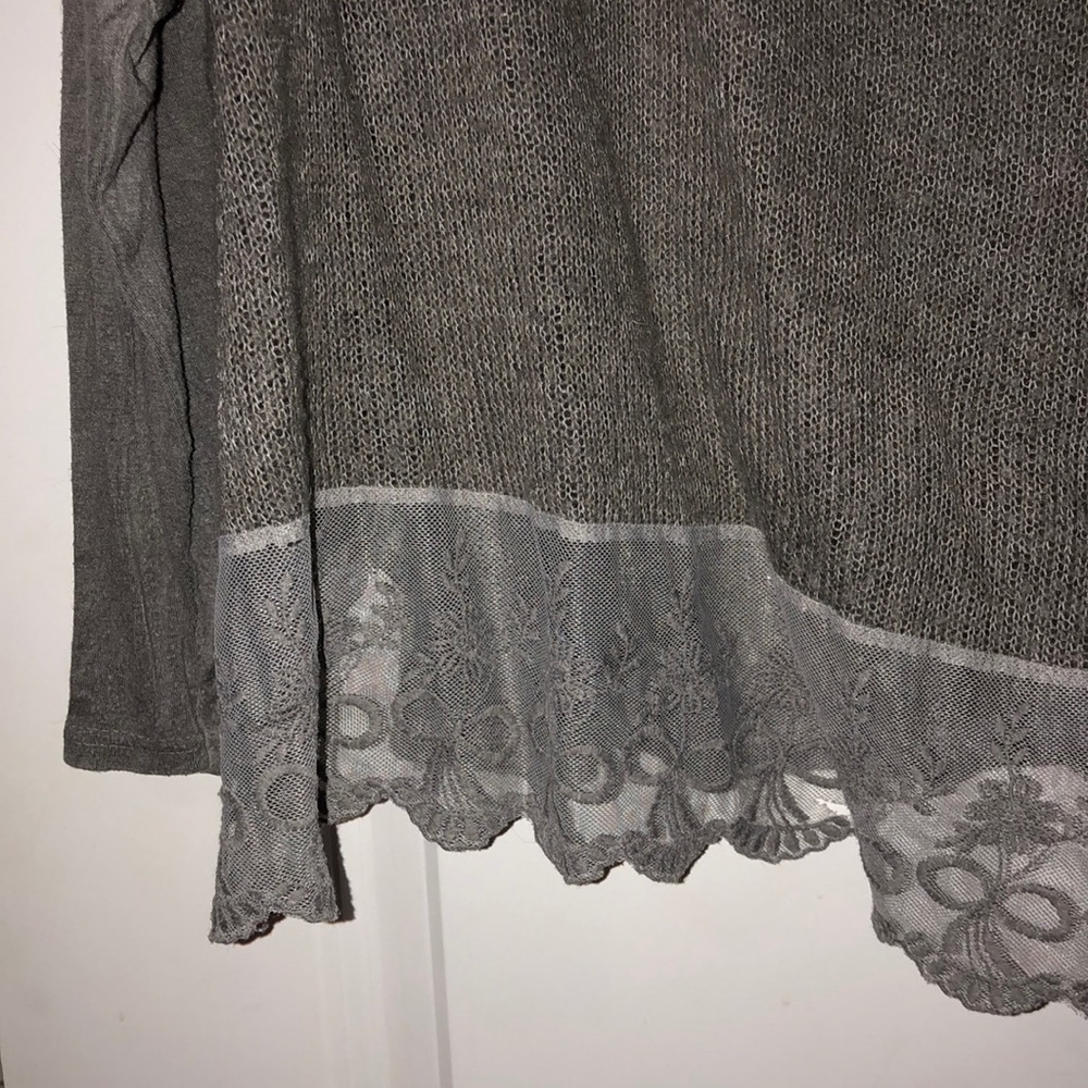 Very light gray sweater with lace bottom